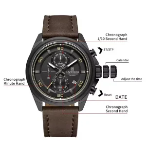 Naviforce 8075 For Men - Dark Brown Black