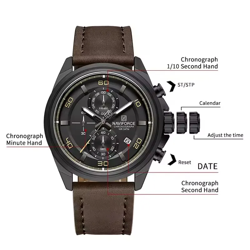 Naviforce 8075 For Men - Dark Brown Black - Image 2