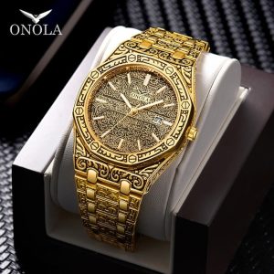 ONOLA Cusual Fashion Waterproof Clock Quartz Wristwatch Relogio Masculino+Box