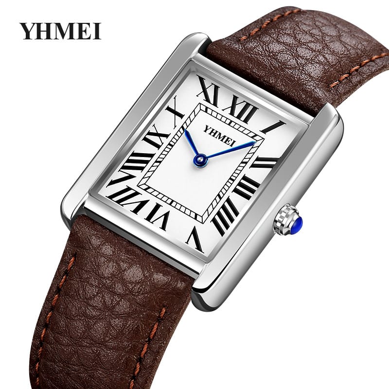 Yhmei 8218 Classic square leather straps Business Unisex Wrist watch - Image 2