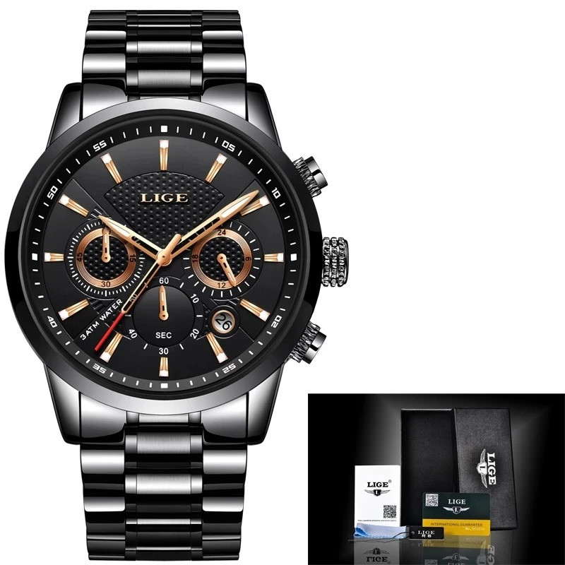 LIGE 9866B Mens Watches Top Luxury Brand Business Quartz Watch Men Military Sports Waterproof Dress Wristwatch - Image 4