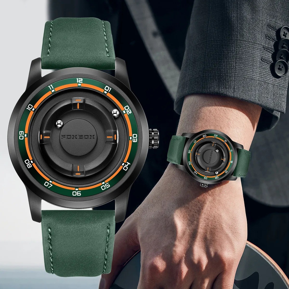 FOXBOX FB0047 Magnetic steel Ball Dial Men’s Waterproof Business Watch - Image 3