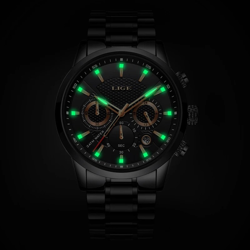 LIGE 9866B Mens Watches Top Luxury Brand Business Quartz Watch Men Military Sports Waterproof Dress Wristwatch - Image 3