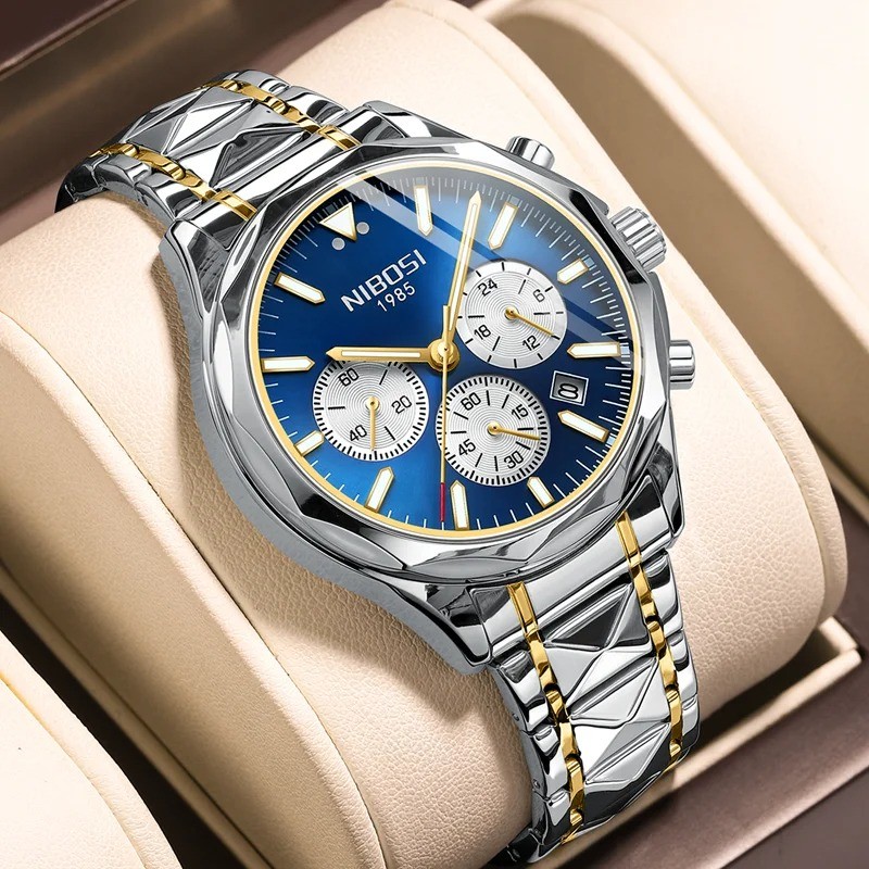 NIBOSI 2608 Luxury Watch Men Top Brand Wristwatch Chronograph Waterproof Luminous Date Men Watches