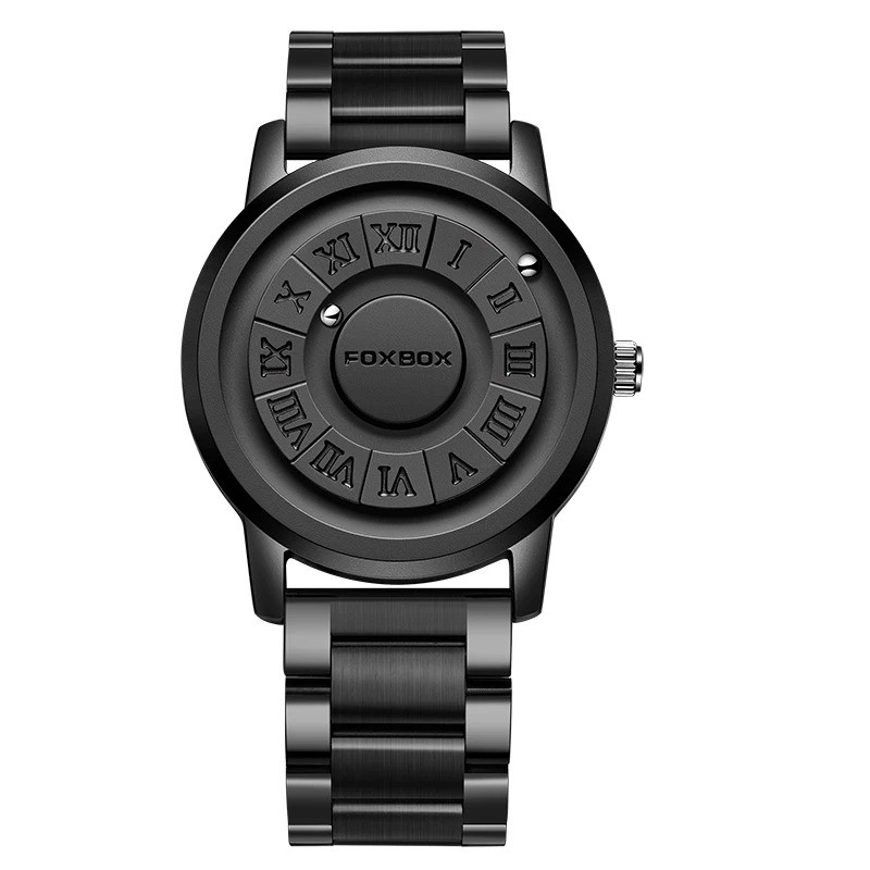 FOXBOX-Men's stainless steel waterproof quartz watch, creative band, scroll beads, magnetic force, watch, brand - Image 4