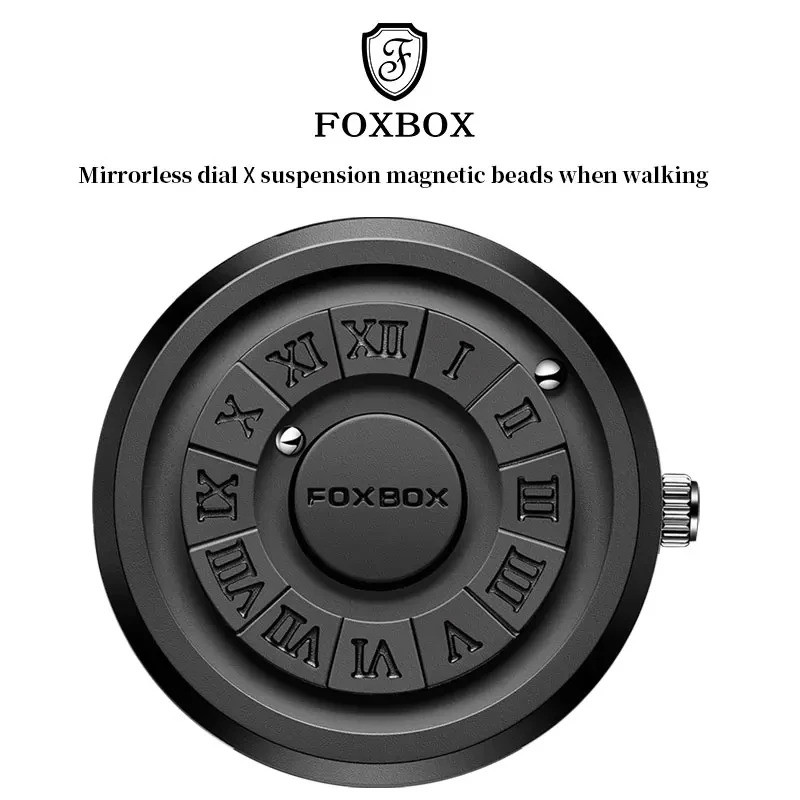 FOXBOX-Men's stainless steel waterproof quartz watch, creative band, scroll beads, magnetic force, watch, brand - Image 5